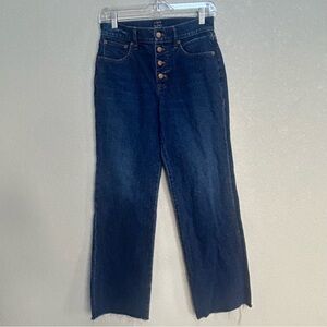 J.Crew Women’s Jeans Size 25 Full Length Wide-Leg Dark Blue Denim Pants Raw Hem